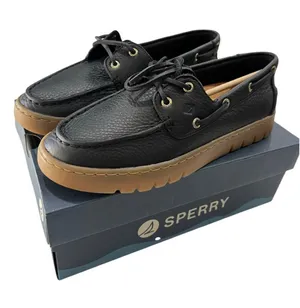 Sperry NIB Keely Womens Boat Shoes Black Leather Gum Sole Lug Platform Size 8 thumbnail 1