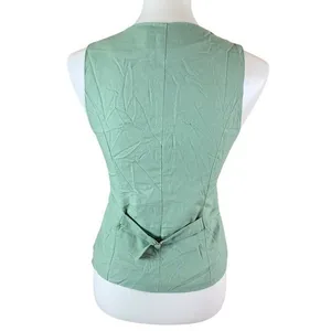 May Berries Green Linen Blend Button Vest Small Cottagecore Lightweight Chic thumbnail 3