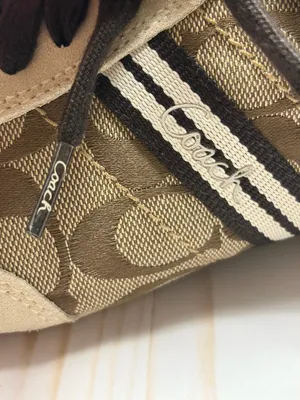 Coach Beyla Tan and Brown Signature Canvas & Suede Sneakers Size 7.5 - VINTAGE thumbnail 6