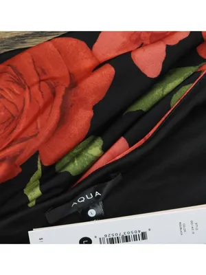 NWT Aqua Womens Knit Rose Jersey Cowl Neck Dress IDO14215 Red / Black L thumbnail 6