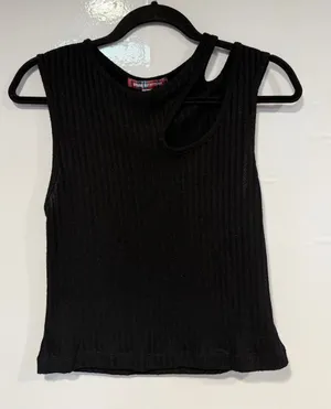 Black Ribbed NWT Urban Outfitters Asymmetrical Cutout tank Top thumbnail 1