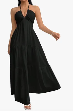 Amazon Black halter neck maxi dress thumbnail 1