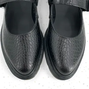 Dr. Martens Elphie Black Croc Mary Janes Pointed Almond Toe Leather Flats Size 5 thumbnail 2