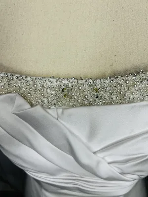 Davids Bridal Wedding Dress Sz 4 Beaded Bustline A-Frame Full Skirt White thumbnail 6