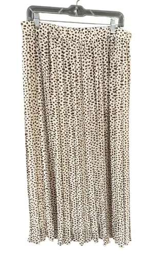 Joie Womens Large Brown Cream Abstract Animal Print Pleated‎ Maxi Skirt Elastic thumbnail 1