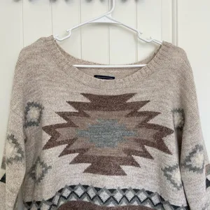 NWOT | American Eagle‎ women’s geometric neutral wool warm knit sweater small thumbnail 3