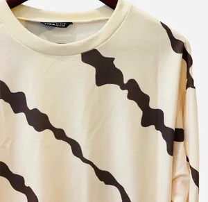 Shein Diagonal Striped Oversized Sweatshirt Brown Cream S Abstract thumbnail 3