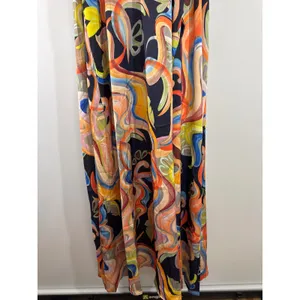 Nicole Miller New York‎ Abstract Swirl Print V-Neck Maxi Dress Multicolor M NWT thumbnail 5