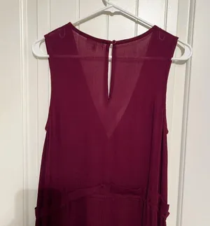 Earthbound Jumpsuit Small Burgundy Red jogger Leg Faux Wrap Sleeveless Gauze thumbnail 10