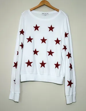 Wildfox Red Glitter Star Jumper Sweatshirt thumbnail 1