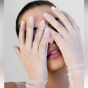 Sheer White Mesh Gloves thumbnail 13
