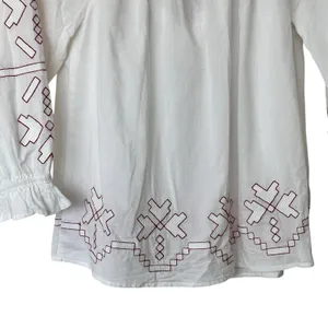 Anthropologie Harlyn Farina S Embroidered White Peasant Boho Blouse Top thumbnail 8