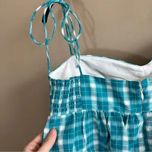 ✨ Amanda Uprichard Women’s Blue White Gingham Tank Top Large thumbnail 5