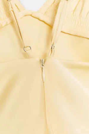 Zara Satin Slip Butter Yellow Maxi Flowy Summer Dress thumbnail 3