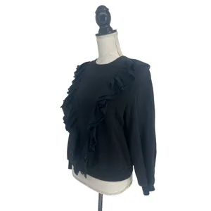 Alice + Olivia Carrie Ruffle Sweatshirt‎ Sweater Black XS thumbnail 6