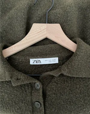 Zara Green Plain Knit Polo Neck Sweater thumbnail 3
