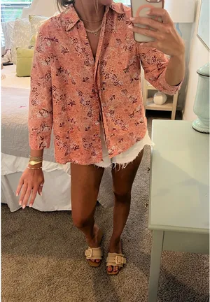 Button Down beach coverup Pink Size L thumbnail 1
