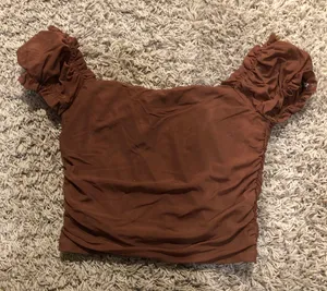 Tic Toc Brown Fitted Crop Top thumbnail 2