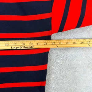 ASOS DESIGN Red Navy Blue Striped Cropped‎ Cardigan White Trim V-Neck Women XS thumbnail 7