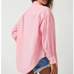 NWOT FREE PEOPLE Freya Poplin Tunic Button Down Blouse Pink thumbnail 3