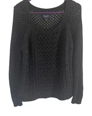 American Eagle Outfitters Size Large Gray Wool Blend‎ Crochet Sweater thumbnail 1