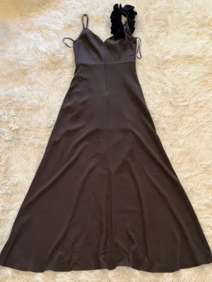 NEW Dress The Population Camelia Ruffle Detail Mocha black Gown Sz M thumbnail 8