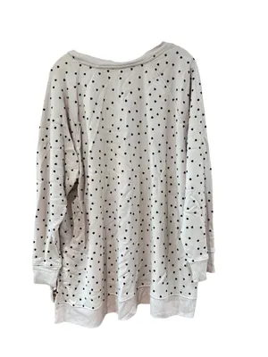 Jane and Delancey Pink Sweatshirt with Black Heart Print - Layered Hem thumbnail 2