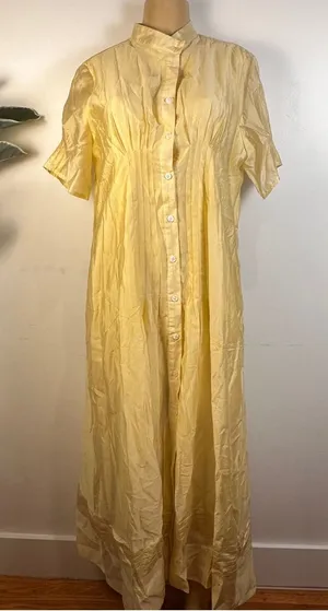 New Ontre Maxi Shirtdress Sz M Butter Yellow Dress Short Sleeves thumbnail 1