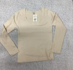 A New Day Womens XL Cream Ribbed Knit Long Sleeve Square Neck Top NWT thumbnail 1