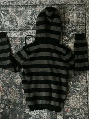 Brandy Melville Alana Wool Zip-Up Striped Sweater thumbnail 3