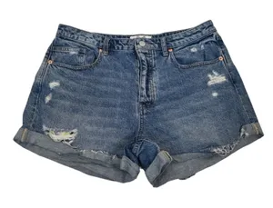 We the Free Womens 31 Curvy Distressed Button Fly Denim Jean Short thumbnail 1