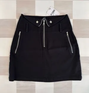 black silver zip front mini skirt grunge whimsigoth punk emo skater pencil witch thumbnail 1