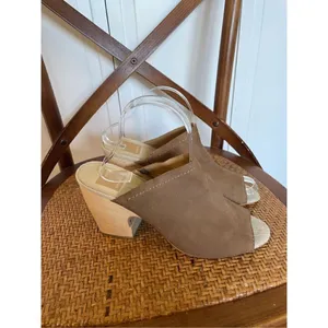 Dolce vita tan leather slide wood heels size 9 thumbnail 3