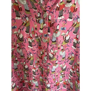 Josie Natori Sleepshirt Gown Sz S Oriental Geisha Pink‎ Figural FLAW READ thumbnail 3