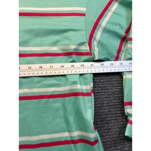 Womens Pink Mint Green Striped Colorblock Long Sleeve Shirt Top Pastel‎ SZ Small thumbnail 3
