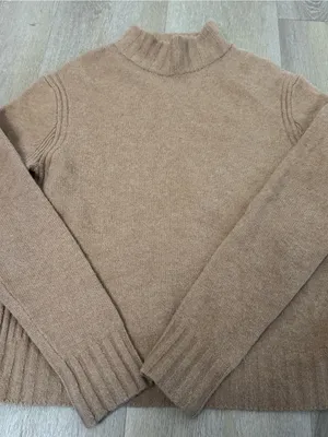 J Crew Camel Tan Knit Mock Neck Wool Alpaca Sweater thumbnail 1