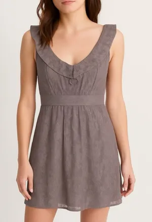 Anthropologie Maeve Dress Women's Size Small Y2K Gray Lace Ruffle Short Sundress thumbnail 1