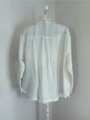 easel Cotton Gauze White Textured Button-Front Shirt Large Patch Pockets Size 3X thumbnail 2