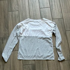 White and Gray Long Sleeve Tee Soft Cotton Blend thumbnail 4