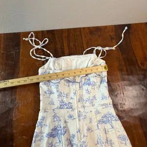 Altar'd State Blue White Toile Mini Dress Tie Strap Ruffle Small 25ER69WZBP thumbnail 5