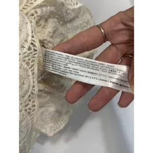 ZARA Women’s S Cream Crochet Knit Lace Ruffle Peplum Top Boho Romantic Festival thumbnail 3