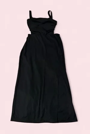 HALARA Black Sleeveless Maxi Dress with Slim Straps thumbnail 1