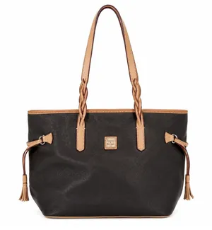 Dooney & Bourke Florentine Bailey Tote Bag Black Pebbled Leather Tassel Classic thumbnail 1