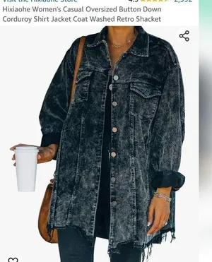Oversized Button Down Corduroy Shirt Jacket washed Retro size Small new thumbnail 1