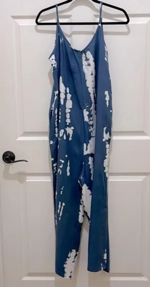Buenos Ninos Blue & White Tie Dye Boho Wide Leg Jumpsuit thumbnail 2