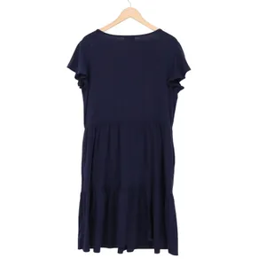 Hotouch Womens Navy Blue Tiered V-Neck Flutter Sleeve T-Shirt Dress Size L thumbnail 4