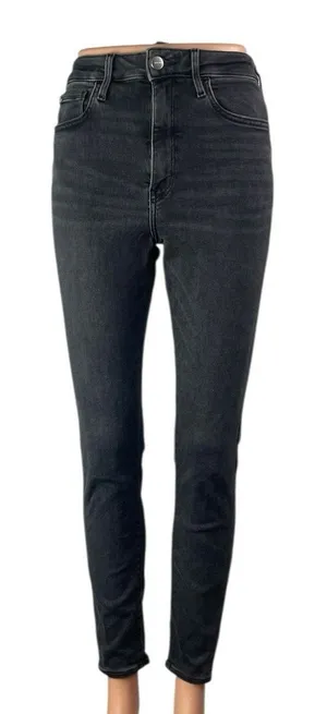 H&M Women's Black High Waisted Button Zip Slim Fit Skinny Denim Jeans Pants Sz S thumbnail 1