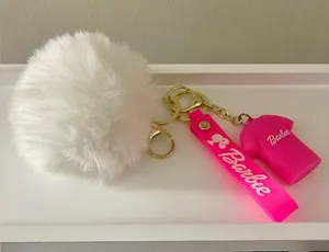 Barbie White and Pink Pom Pom Keychain/Bag Charm NWT thumbnail 4