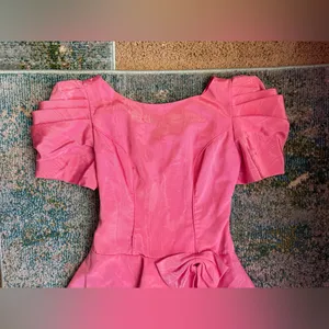 Vintage 60s pink peplum formal bridesmaid dress, size 7/8 thumbnail 2