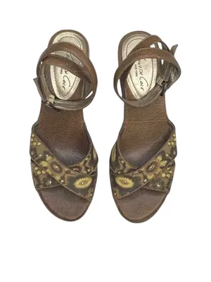 Kenneth Cole ❁ Afterflower Ankle Strap Embroidered Leather Heels ❁ Brown ❁ 9M ❁ thumbnail 9